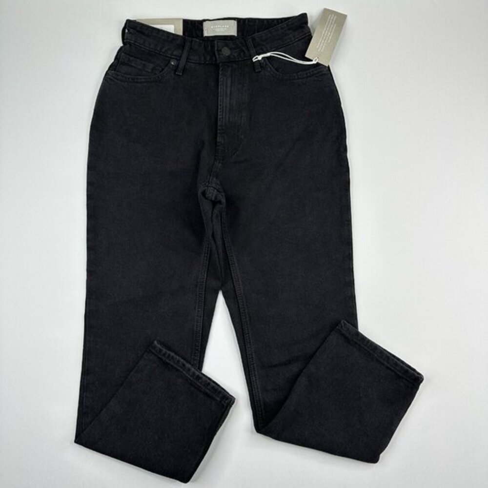 Everlane Curvy Cheeky Straight‎ Leg Jeans Black High Rise Crop 25 NEW